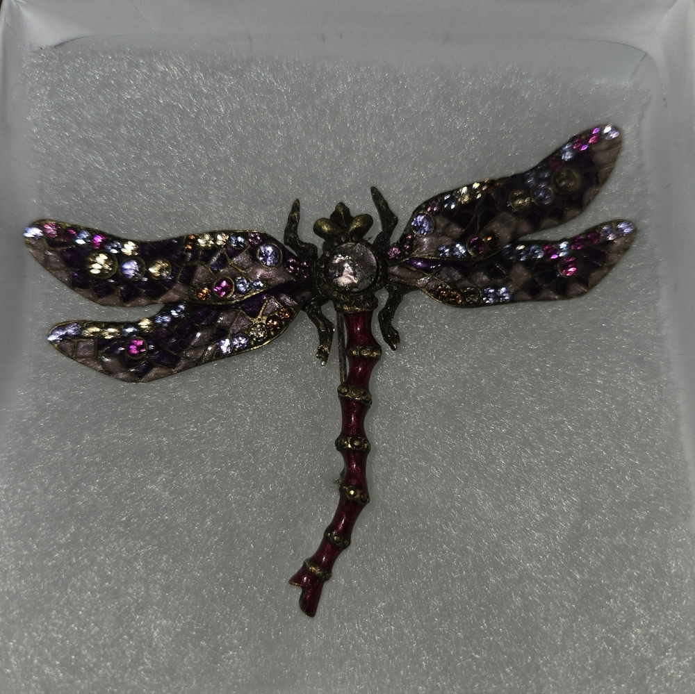 Vintage Jay Strongwater Large Dragonfly Purple Pink 3 38 Enamel Crystals 165$